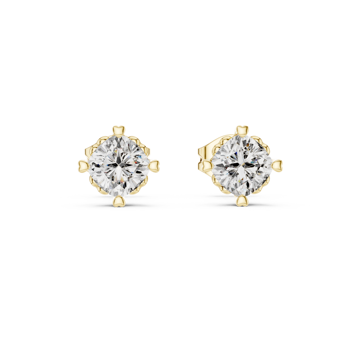 0.70 Ct Cushion Solitaire Heart Prong Lab Grown Diamond Earring