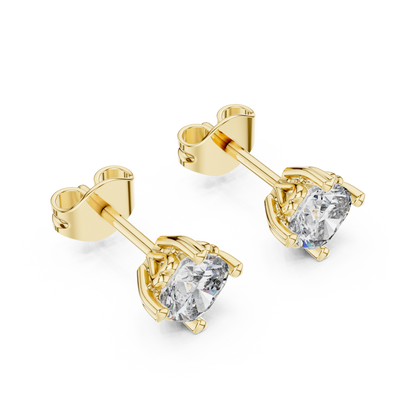 0.70 Ct Cushion Solitaire Heart Prong Lab Grown Diamond Earring