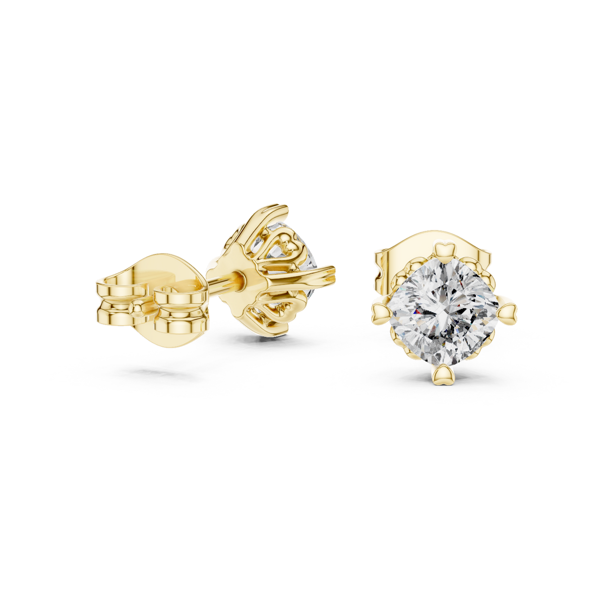 0.70 Ct Cushion Solitaire Heart Prong Lab Grown Diamond Earring