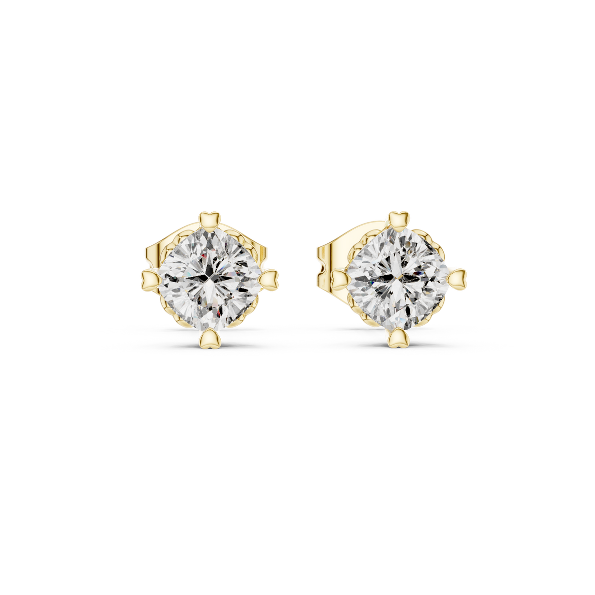 0.75 Ct Cushion Solitaire Heart Prong Lab Grown Diamond Earring