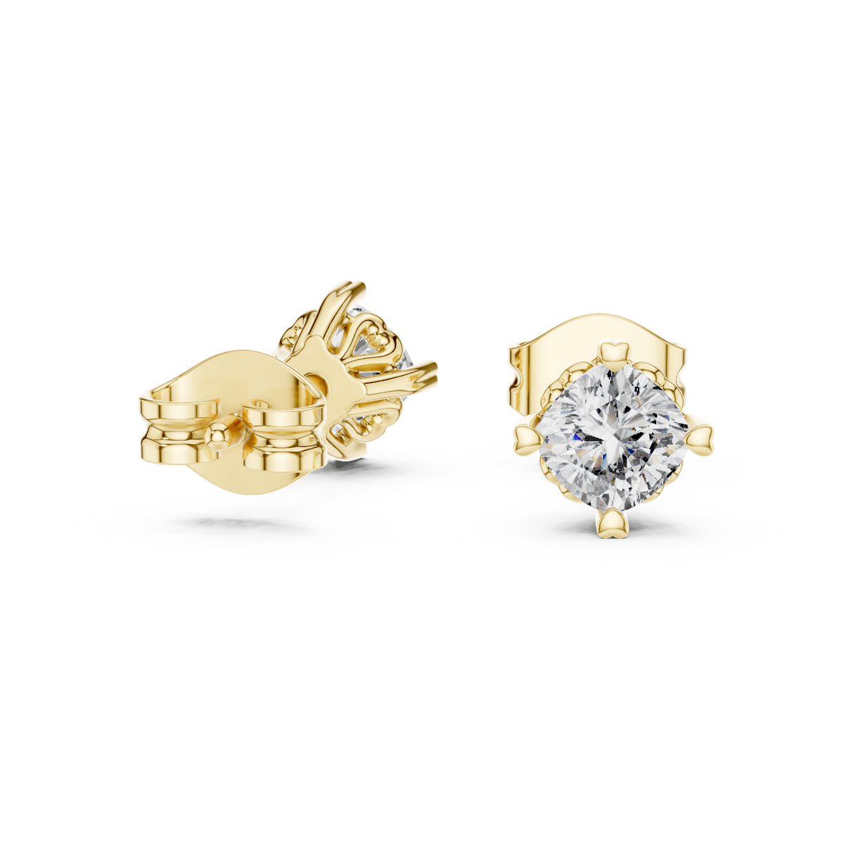 0.75 Ct Cushion Solitaire Heart Prong Lab Grown Diamond Earring