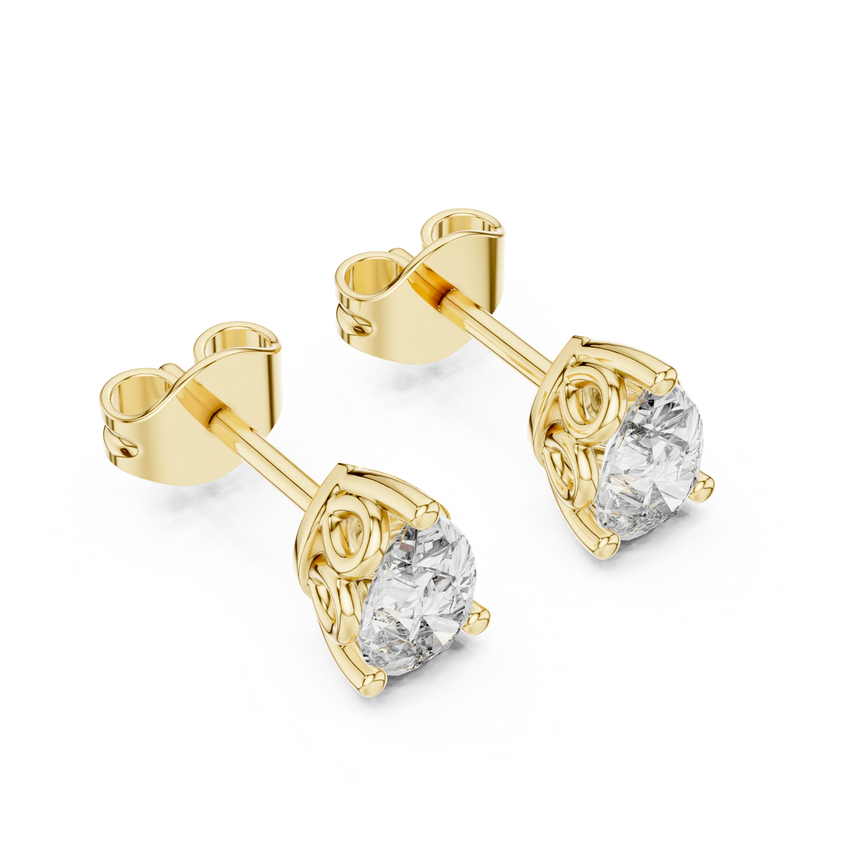 0.50 Ct Pear Solitaire Filigree Basket Lab Grown Diamond Earring