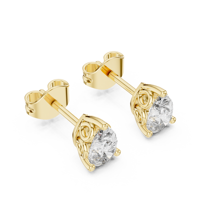 0.50 Ct Pear Solitaire Filigree Basket Lab Grown Diamond Earring