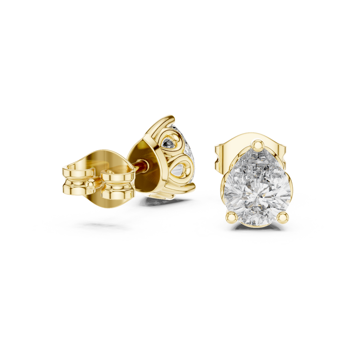 0.35 Ct Pear Solitaire Filigree Basket Lab Grown Diamond Earring