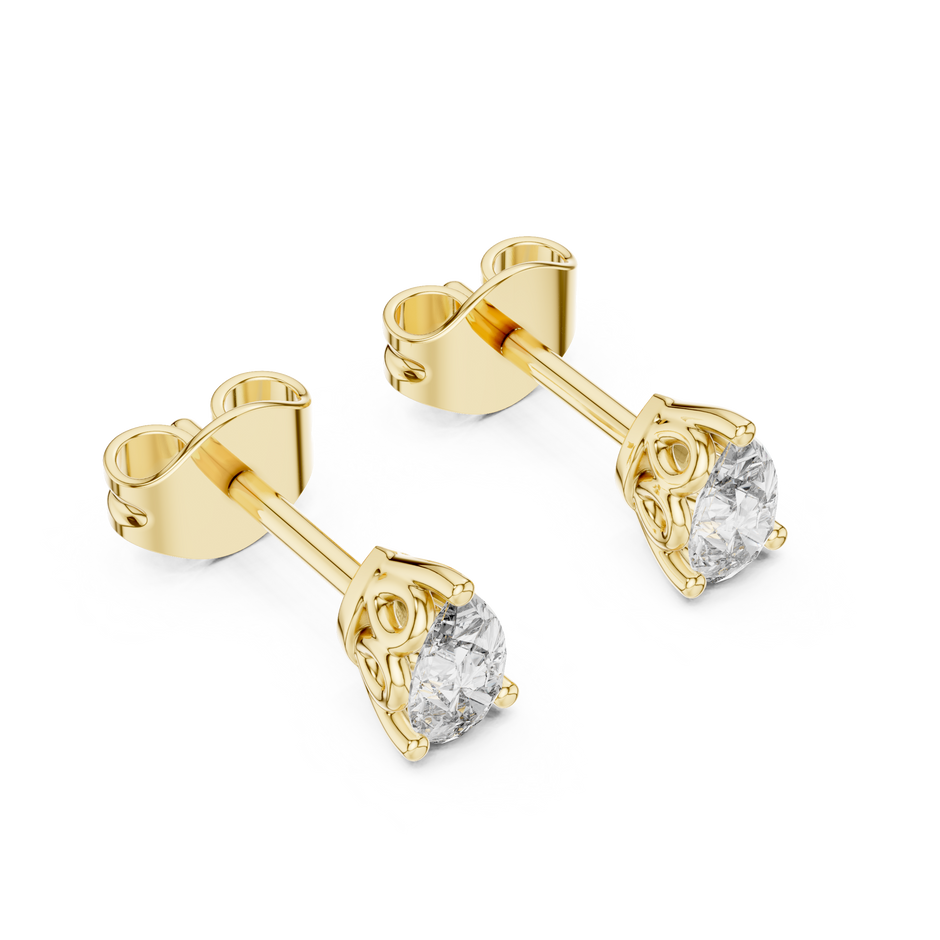 0.25 Ct Pear Solitaire Filigree Basket Lab Grown Diamond Earring
