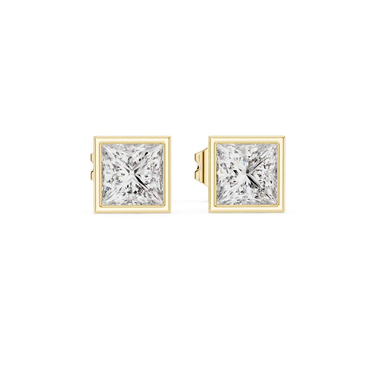 0.45 Ct Princess Cut Bezel Solitaire Lab Grown Diamond Earring