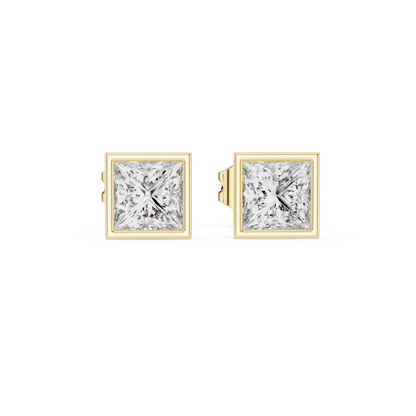 0.45 Ct Princess Cut Bezel Solitaire Lab Grown Diamond Earring