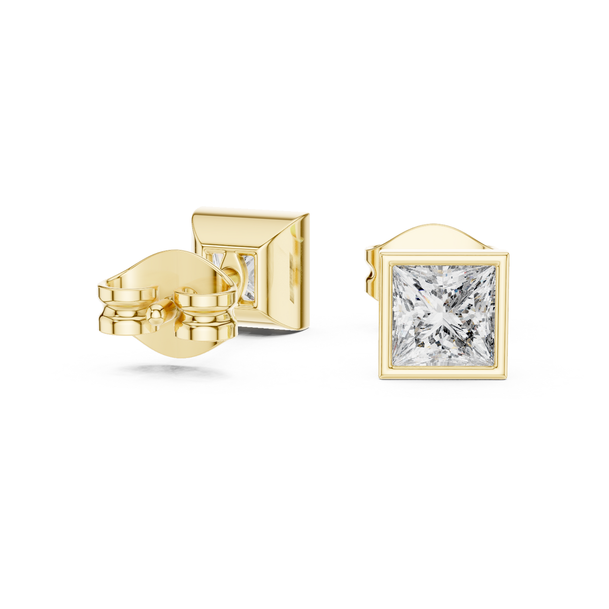 0.45 Ct Princess Cut Bezel Solitaire Lab Grown Diamond Earring