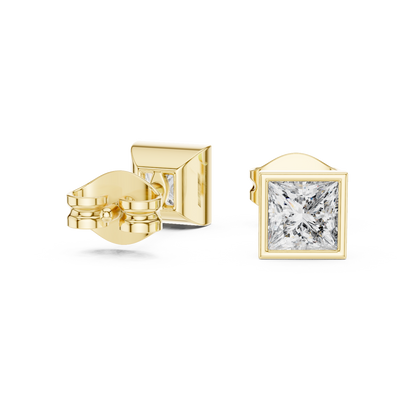 0.45 Ct Princess Cut Bezel Solitaire Lab Grown Diamond Earring