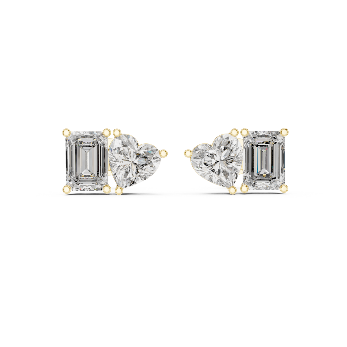 Emerald and Heart Solitaire Lab Grown Diamond Earring