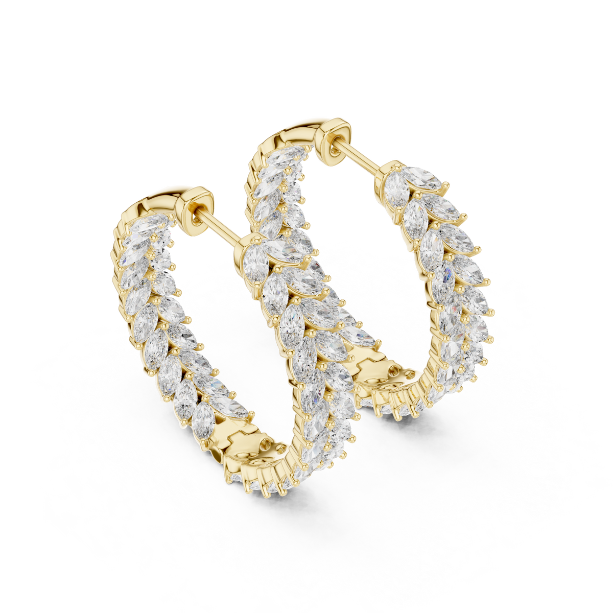 Marquise Prong Set Lab Grown Diamond Hoop Earring