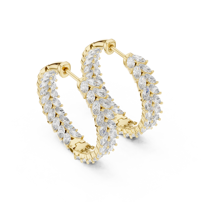 Marquise Prong Set Lab Grown Diamond Hoop Earring