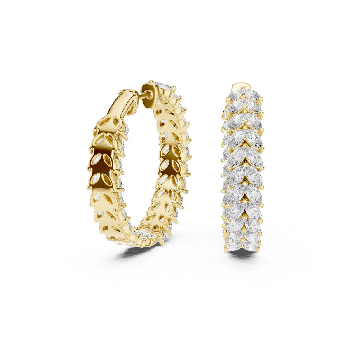 Marquise Prong Set Lab Grown Diamond Hoop Earring