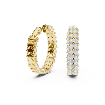 Marquise Prong Set Lab Grown Diamond Hoop Earring