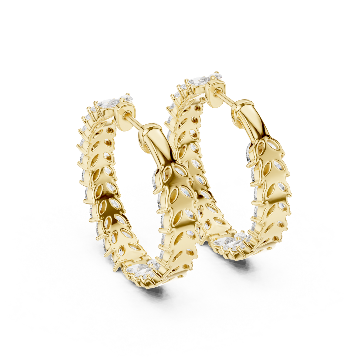 Marquise Prong Set Lab Grown Diamond Hoop Earring