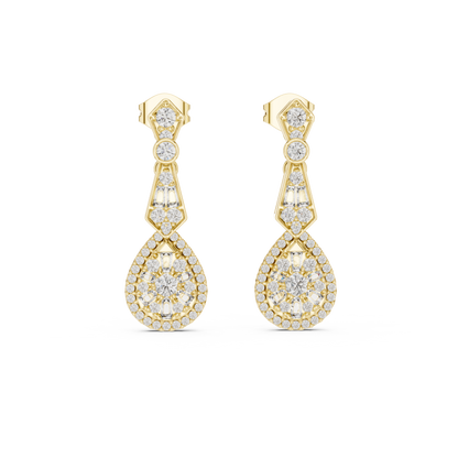 Round-Baguette Pear Cluster Drop Lab Grown Diamond Earring