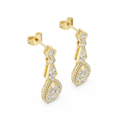 Round-Baguette Pear Cluster Drop Lab Grown Diamond Earring