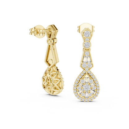 Round-Baguette Pear Cluster Drop Lab Grown Diamond Earring