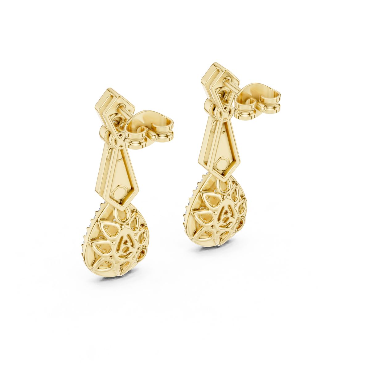 Round-Baguette Pear Cluster Drop Lab Grown Diamond Earring