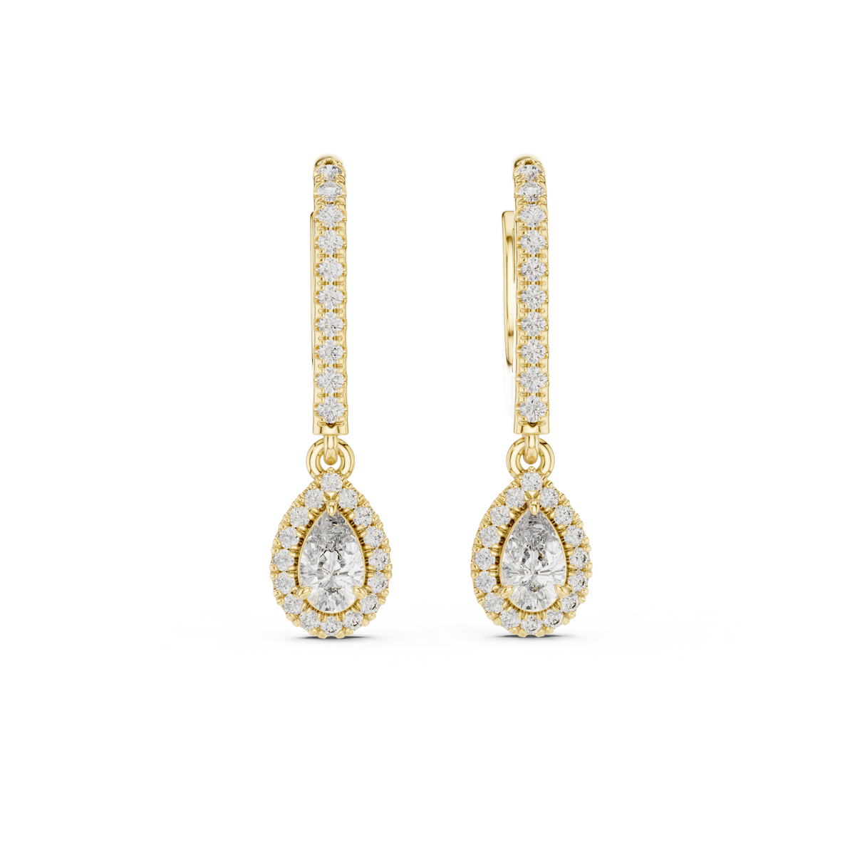 Pear Halo Drop Lab Grown Diamond Earring