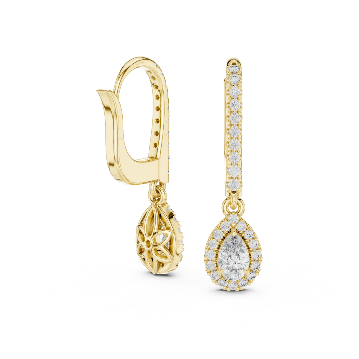 Pear Halo Drop Lab Grown Diamond Earring