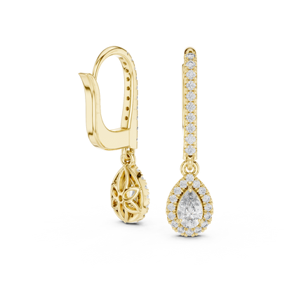 Pear Halo Drop Lab Grown Diamond Earring