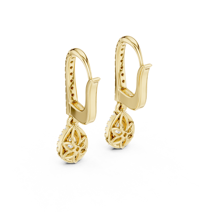 Pear Halo Drop Lab Grown Diamond Earring
