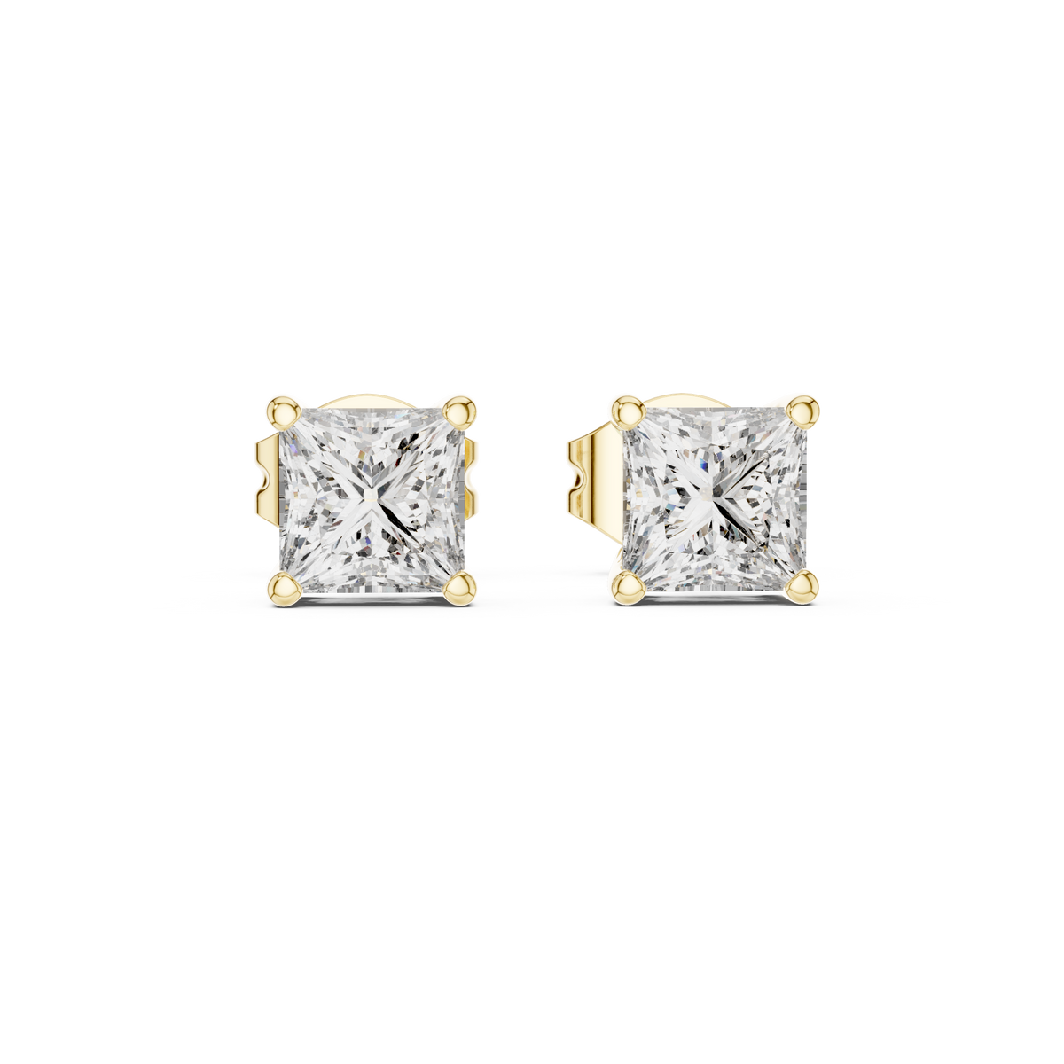 0.50 Ct Princess Cut Solitaire Basket Lab Grown Diamond Earring
