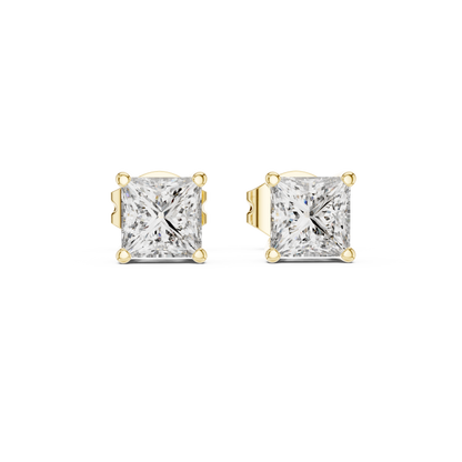 0.50 Ct Princess Cut Solitaire Basket Lab Grown Diamond Earring