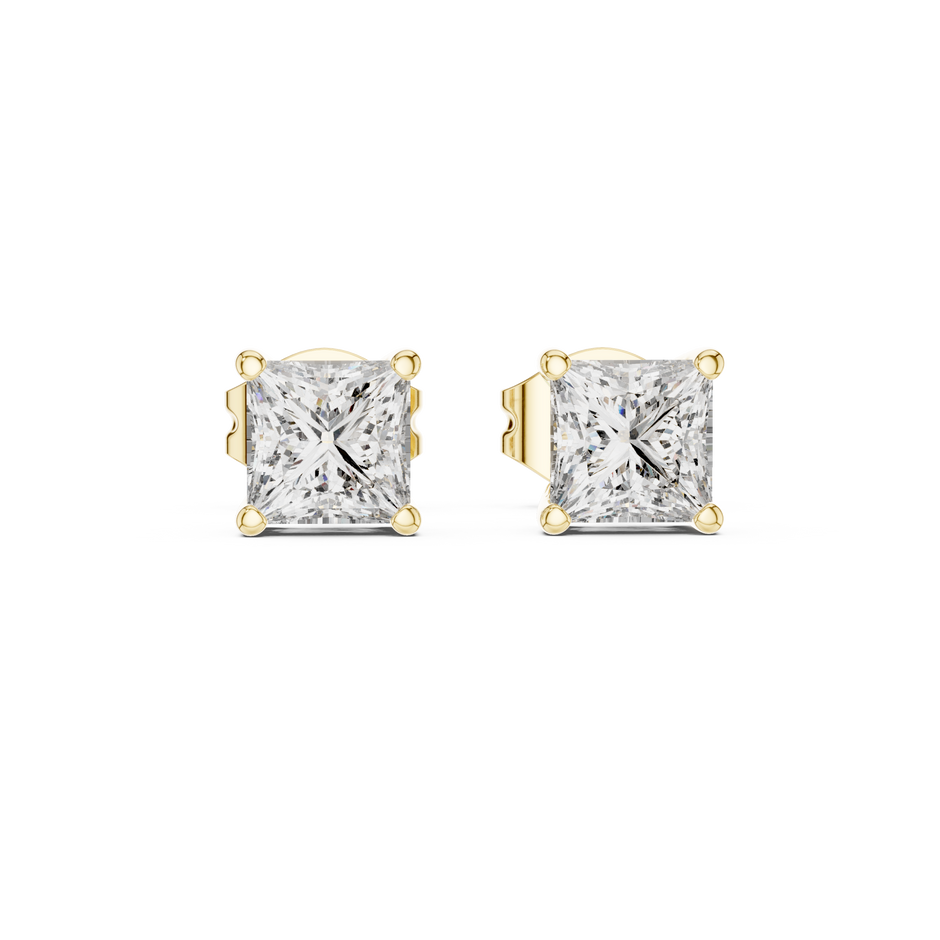 0.50 Ct Princess Cut Solitaire Basket Lab Grown Diamond Earring