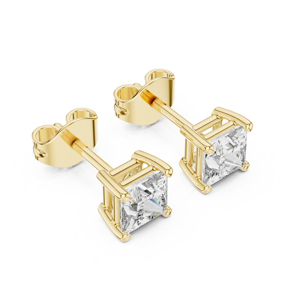 0.50 Ct Princess Cut Solitaire Basket Lab Grown Diamond Earring