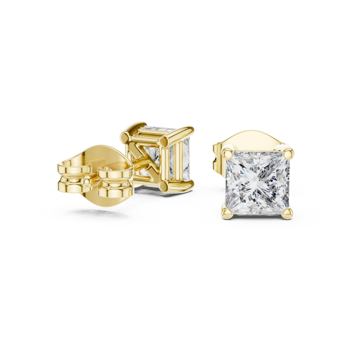 0.50 Ct Princess Cut Solitaire Basket Lab Grown Diamond Earring