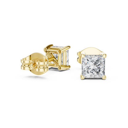 0.50 Ct Princess Cut Solitaire Basket Lab Grown Diamond Earring