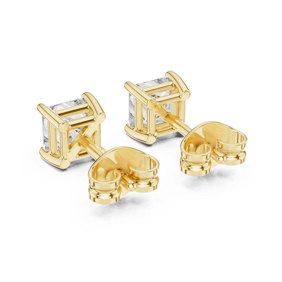 0.50 Ct Princess Cut Solitaire Basket Lab Grown Diamond Earring