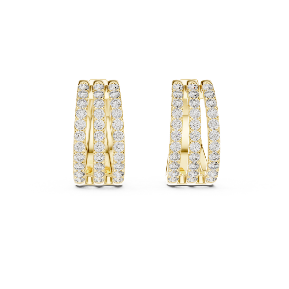 Triple Row Prong Set Lab Grown Diamond Hoop Earring