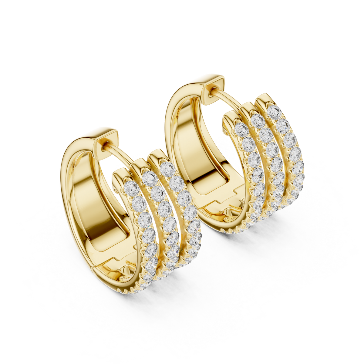 Triple Row Prong Set Lab Grown Diamond Hoop Earring