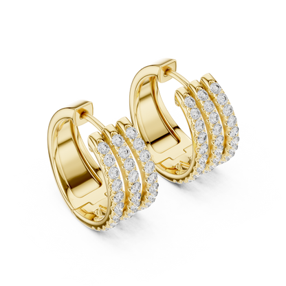 Triple Row Prong Set Lab Grown Diamond Hoop Earring