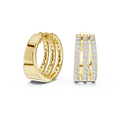 Triple Row Prong Set Lab Grown Diamond Hoop Earring