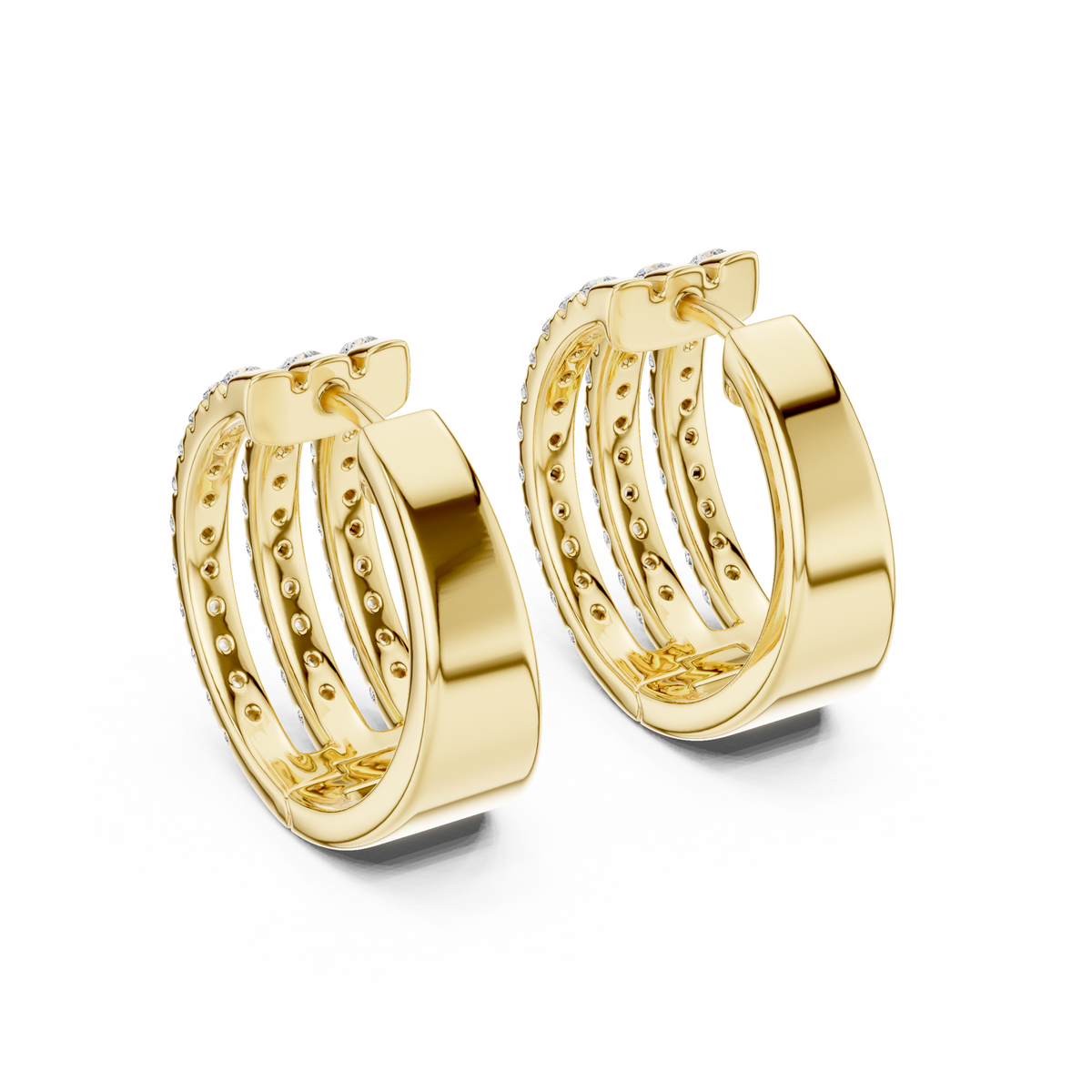 Triple Row Prong Set Lab Grown Diamond Hoop Earring