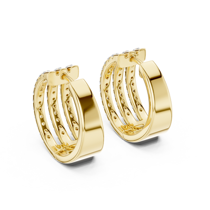 Triple Row Prong Set Lab Grown Diamond Hoop Earring