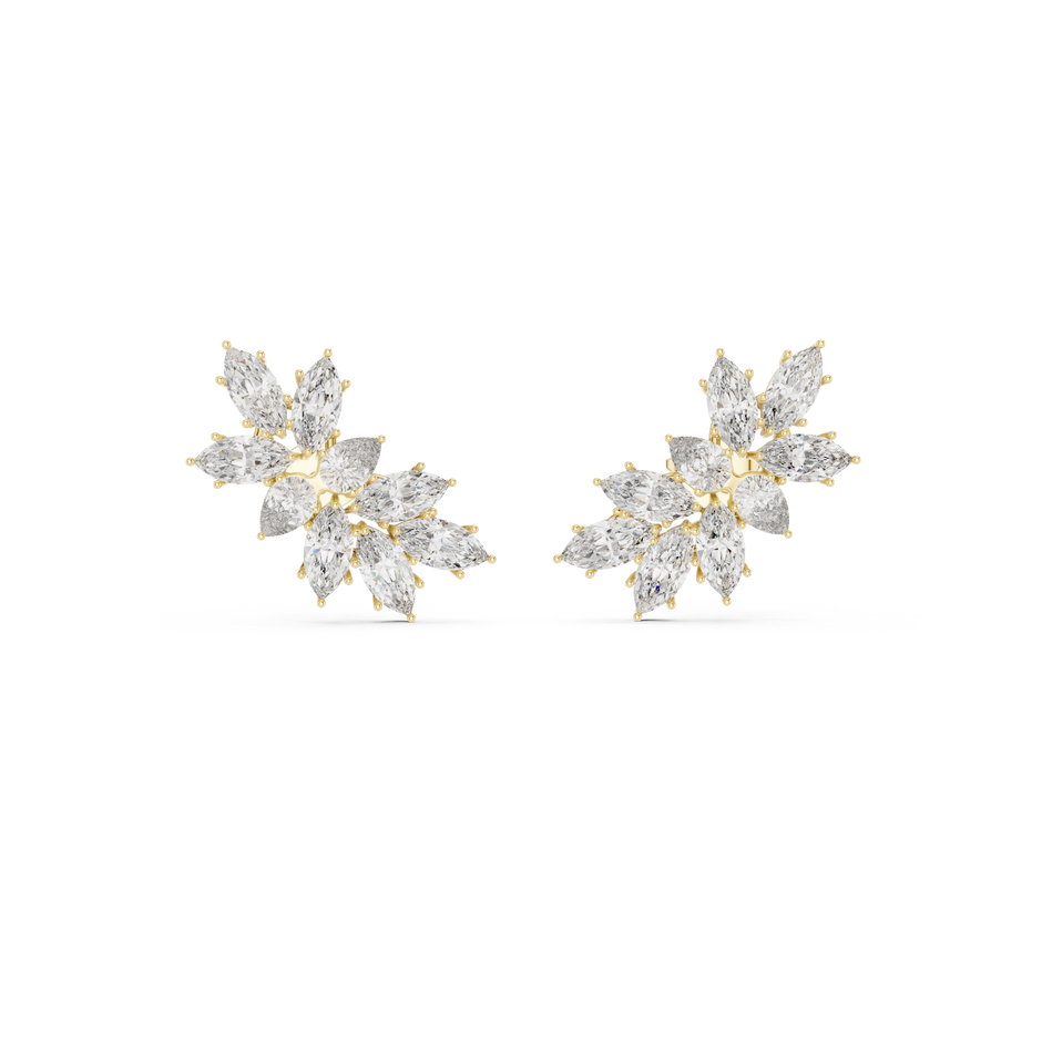 Marquise-Pear Cluster Prong Set Lab Grown Diamond Earring