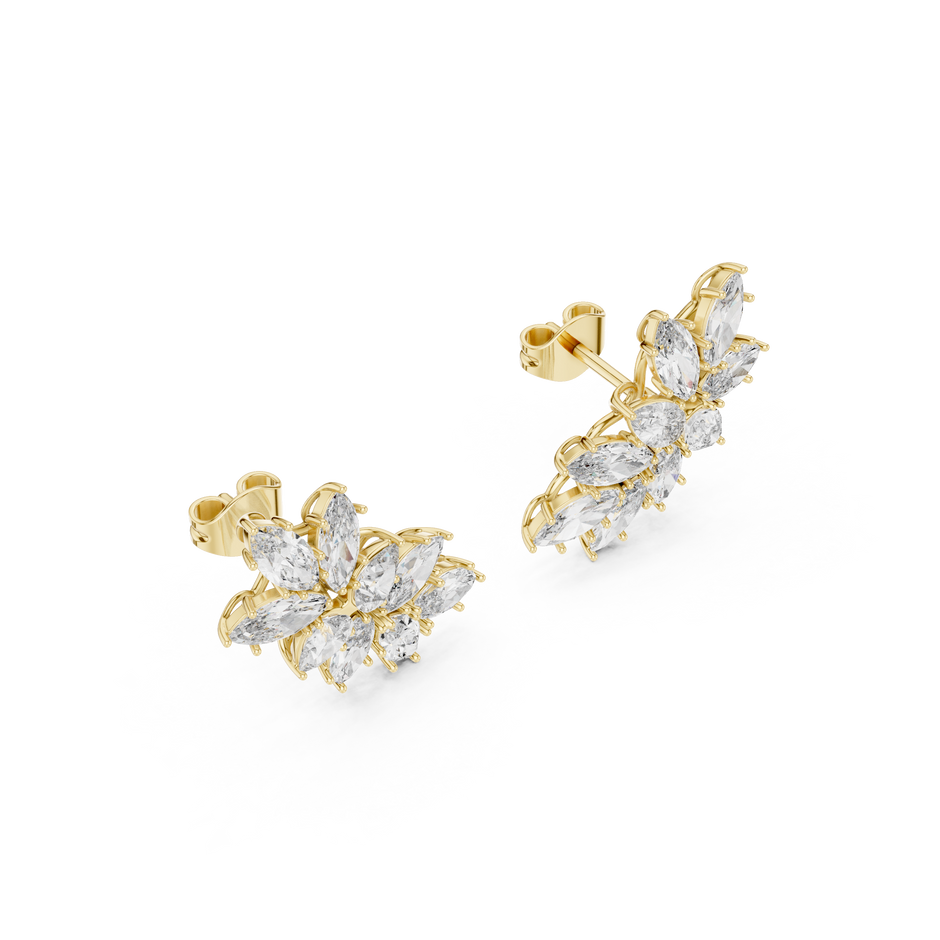 Marquise-Pear Cluster Prong Set Lab Grown Diamond Earring