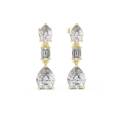 Pear and Emerald Cut Multi Stone Drop Lab Grown Diamond Earring