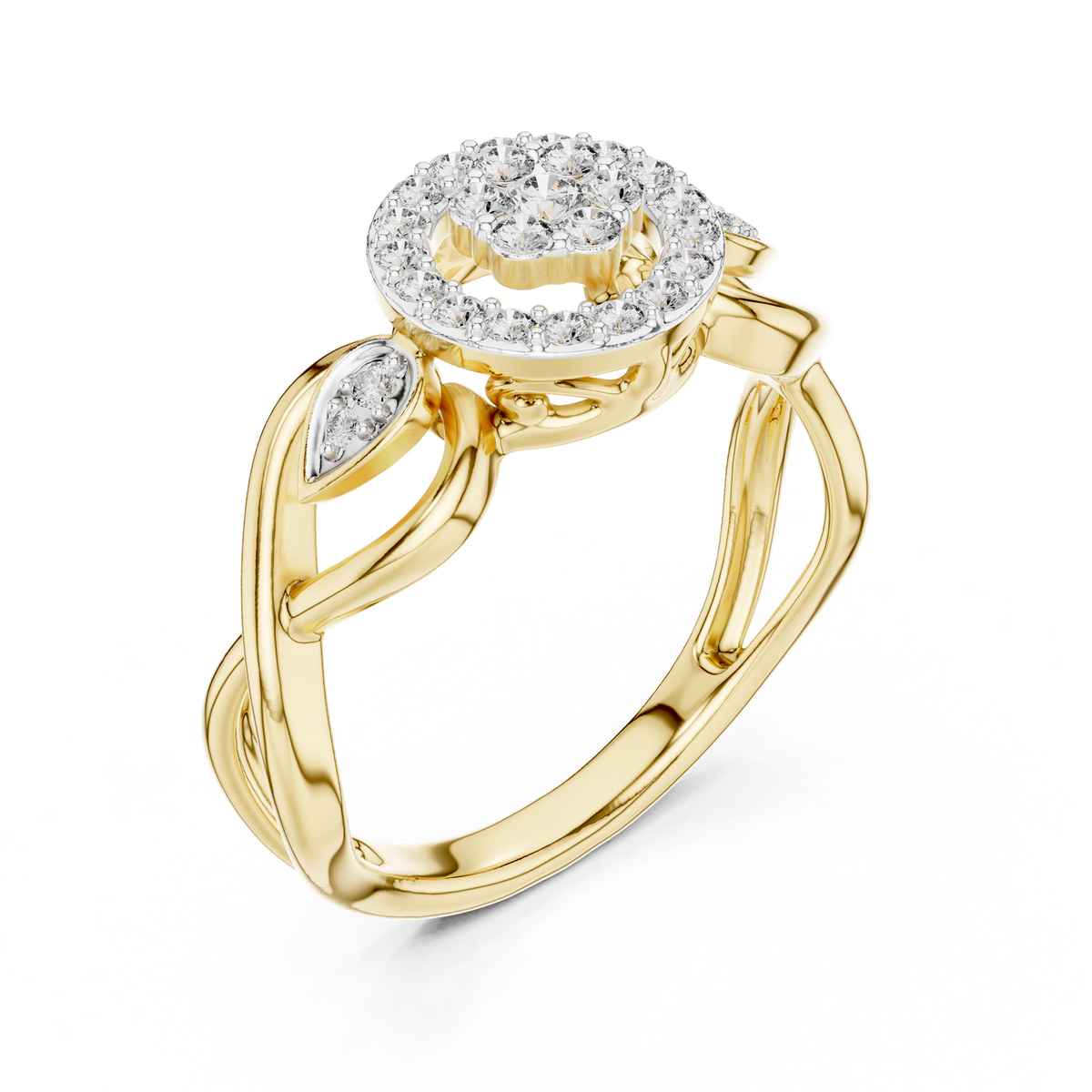 Halo Cluster Swirl Lab Grown Diamond Ring
