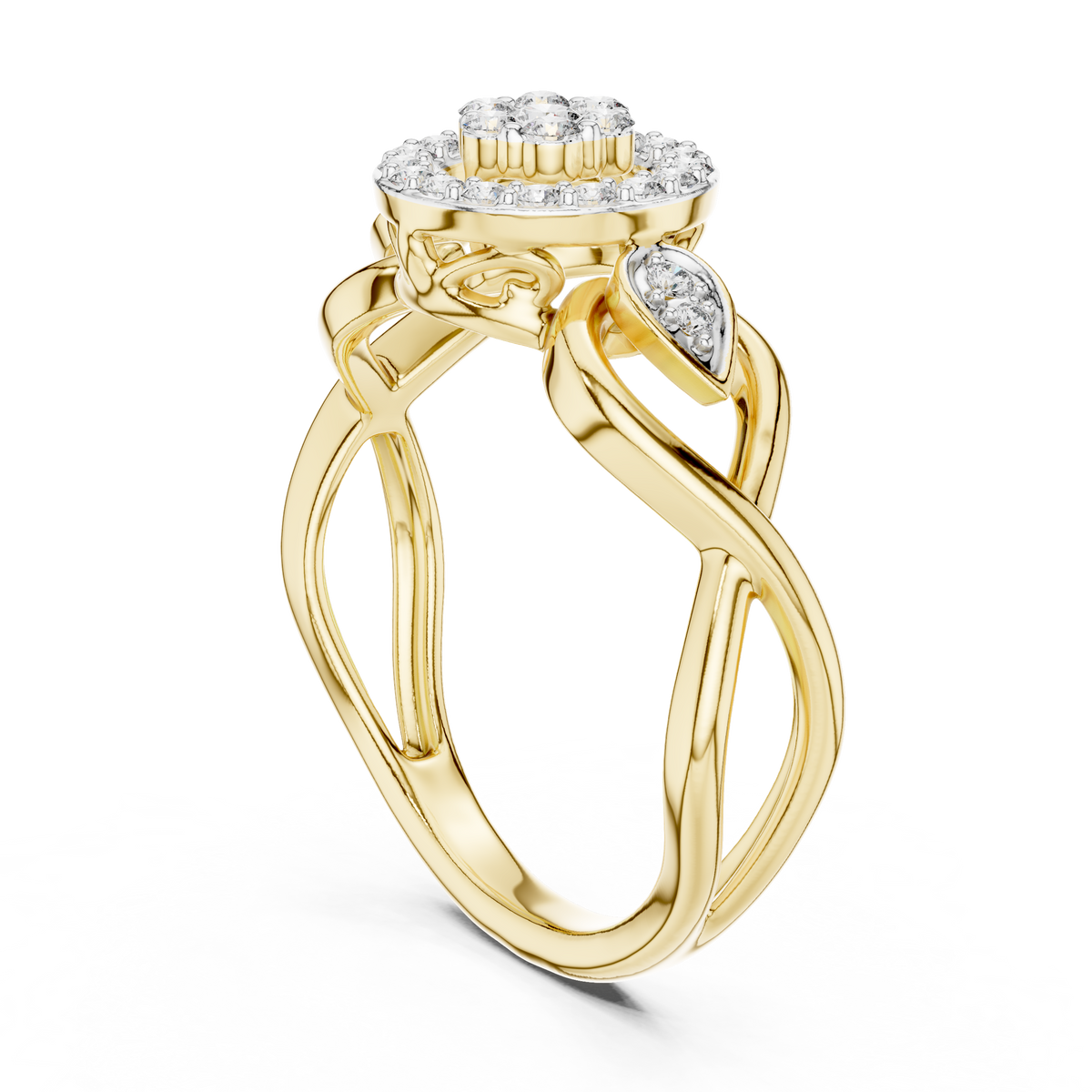 Halo Cluster Swirl Lab Grown Diamond Ring