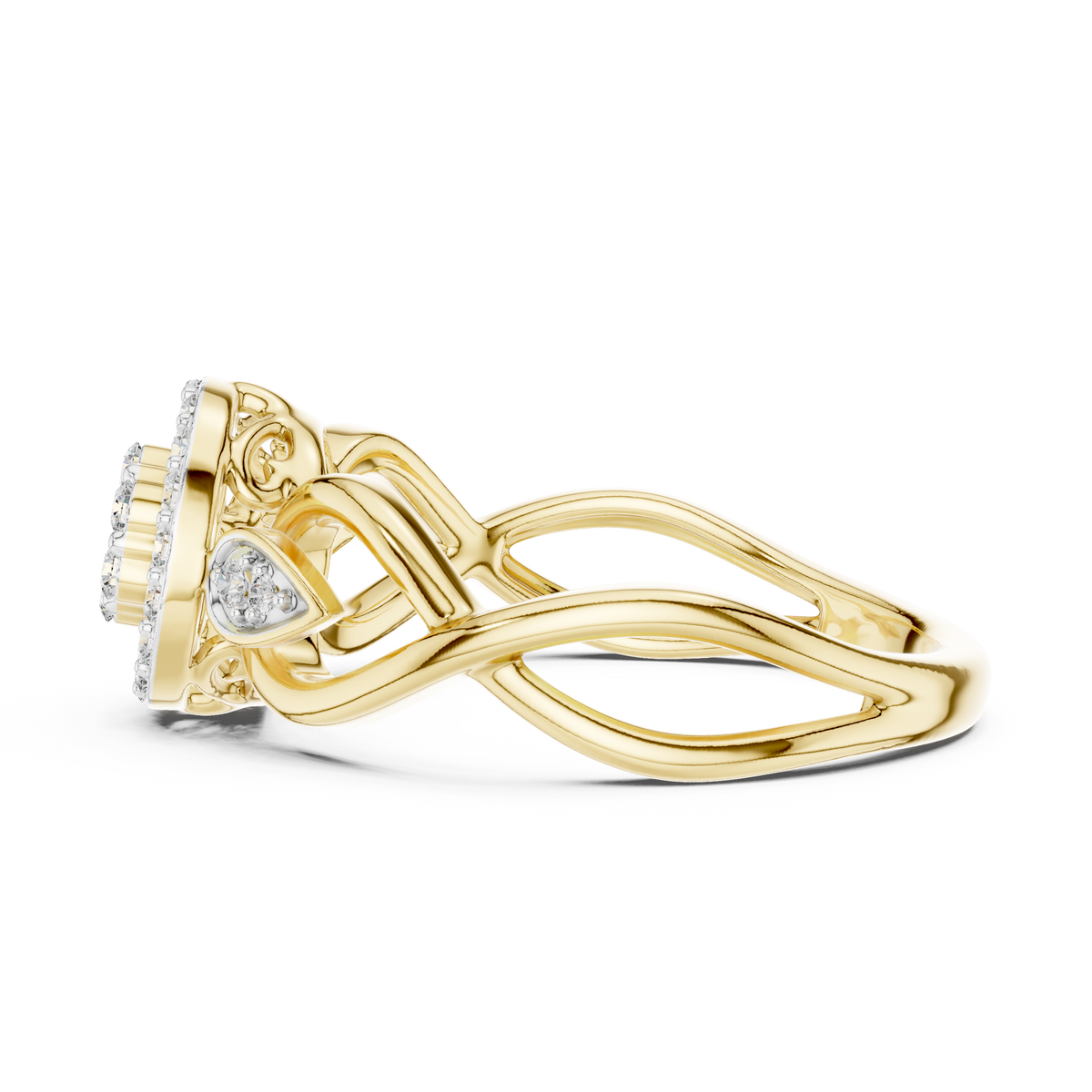 Halo Cluster Swirl Lab Grown Diamond Ring