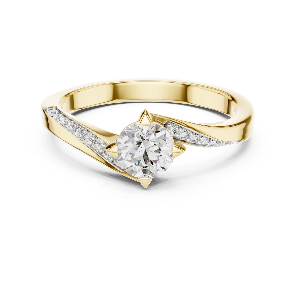 0.50 Ct Round Cut Solitaire Swirl Pave Lab Grown Diamond Ring