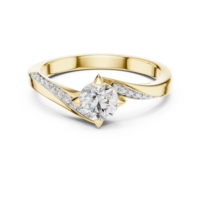 0.50 Ct Round Cut Solitaire Swirl Pave Lab Grown Diamond Ring