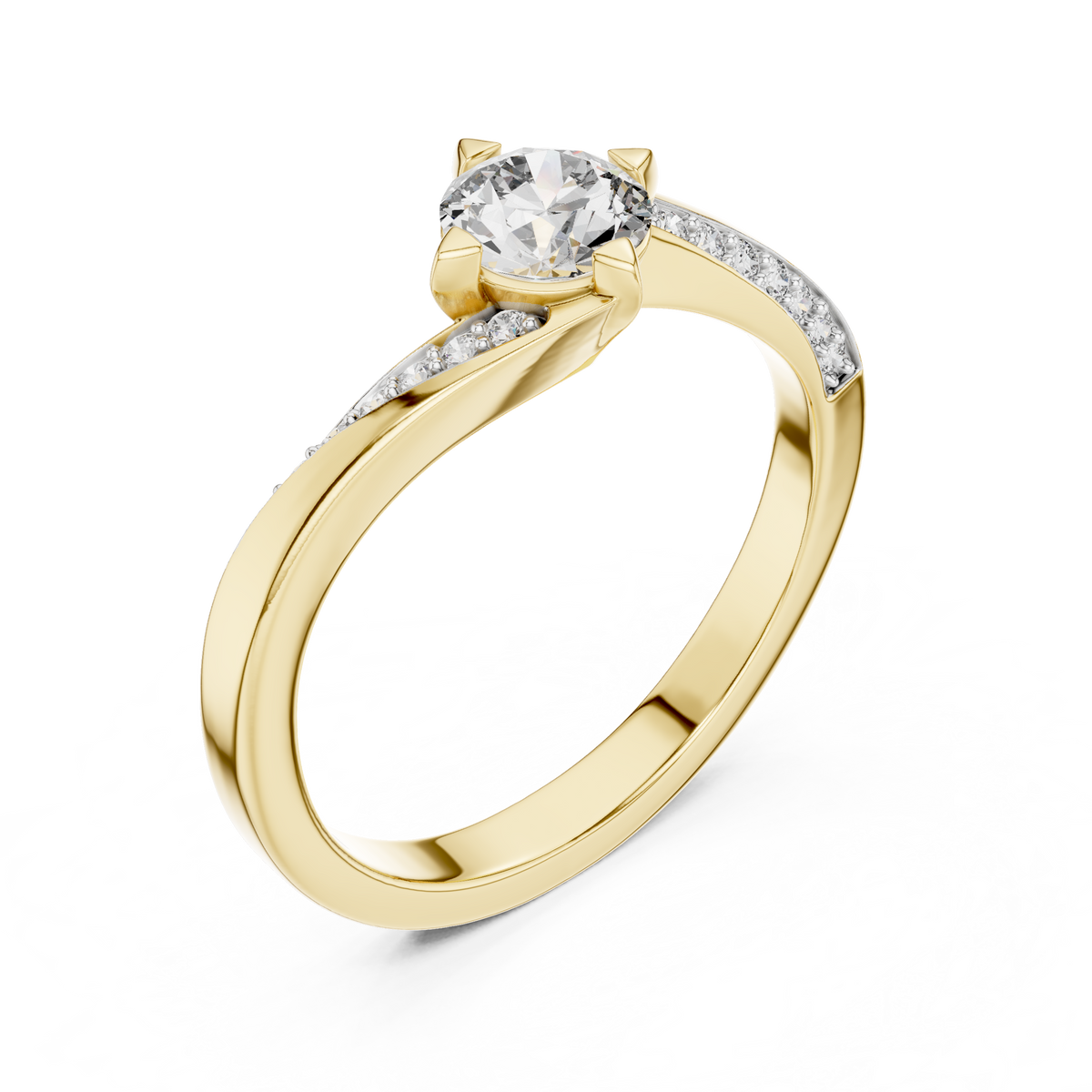 0.50 Ct Round Cut Solitaire Swirl Pave Lab Grown Diamond Ring