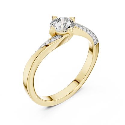 0.50 Ct Round Cut Solitaire Swirl Pave Lab Grown Diamond Ring